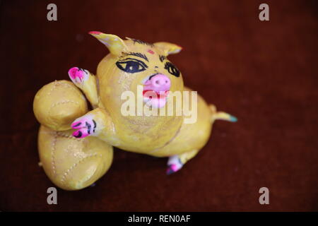 Xi'an, China. 22 Jan, 2019. Das Schwein geformte gedämpfte Brötchen beim Folk Festival in Xi'an, Provinz Shaanxi im Nordwesten Chinas gesehen werden kann. Credit: Sipa Asien/Pacific Press/Alamy leben Nachrichten Stockfoto