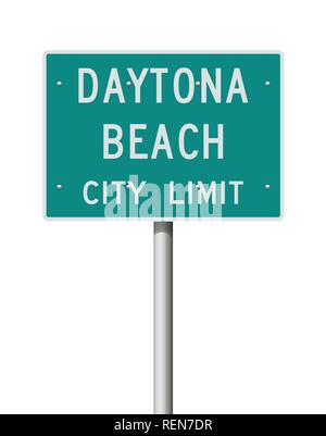 Vector Illustration der Daytona Beach City Limit Green Road Sign Stock Vektor