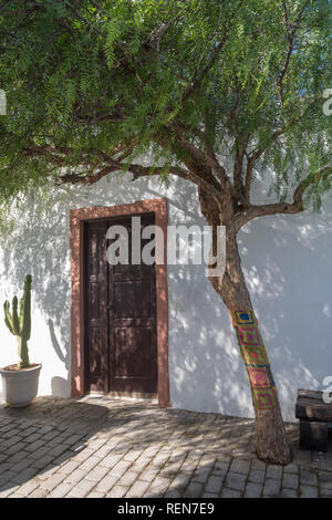 Die typischen weißen Hausfassade, Lanzarote, Kanarische Inseln, Spanien Stockfoto