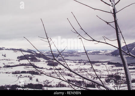 Ansicht von oben mit Blick auf den Traunsee Traunkirchen Stockfoto