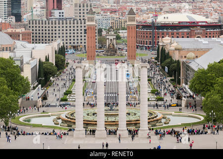 Barcelona, Katalonien. Spanien - 04. Mai 2018 - Blick auf Barcelona vom Berg Montjuic. Stockfoto