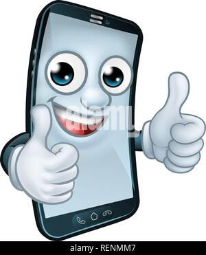 Handy Daumen nach oben Cartoon Maskottchen Stock Vektor