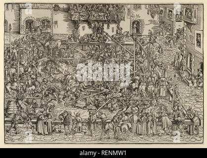Das erste Turnier. Künstler: Lucas Cranach der Ältere (Deutsch, Kronach 1472-1553 Weimar). Maße: Blatt: 10 1/2 x 14 9/16 in. (26,6 × 37 cm). Datum: 1506. Museum: Metropolitan Museum of Art, New York, USA. Stockfoto
