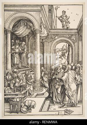 Die Darstellung der Jungfrau im Tempel, aus dem Leben der Jungfrau Maria. Künstler: Albrecht Dürer (Deutsch, Nürnberg 1471-1528 Nürnberg). Maße: Blatt: 12 1/8 x 8 3/8 in. (30,8 x 21,3 cm) Bild: 11 5/8 x 8 5/16 in. (29,5 x 21,1 cm). Datum: Ca. 1503. Museum: Metropolitan Museum of Art, New York, USA. Stockfoto