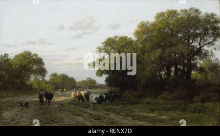 Landschaft in Drenthe. Dating: 1882. Maße: H 55 cm x W 95,5 cm; d 16 cm; w 24 kg. Museum: Rijksmuseum, Amsterdam. Autor: Julius Jacobus van de Sande Bakhuyzen. Stockfoto