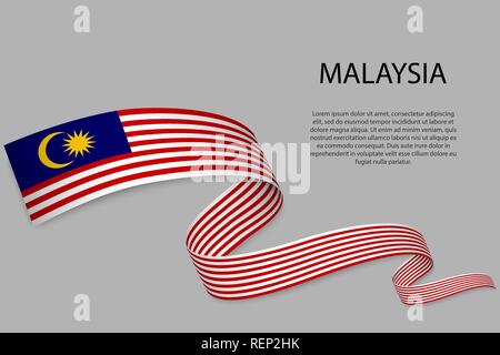 Winkende Band oder Banner mit Flagge von Malaysia. Für Independence day Poster Design Template Stock Vektor