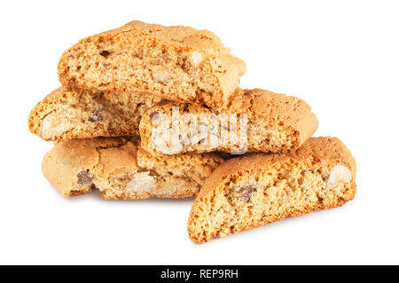 Studio geschossen von Cantuccini italienische Biscotti Kekse mit haselnüssen vor einem weißen Hintergrund ausschneiden - Johannes Gollop Stockfoto