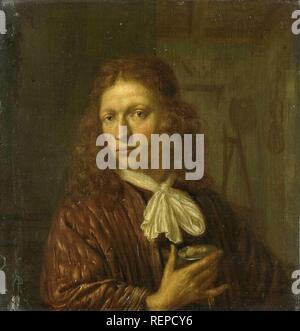 Self Portrait. Datierung: 1660 - 1680. Maße: H 11 cm x W 11 cm; h 16,8 cm x W 17 cm x d 2,3 cm. Museum: Rijksmuseum, Amsterdam. Autor: Jan van Haensbergen. Stockfoto