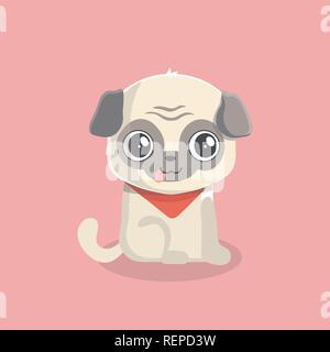 Cute Puppy Mops auf hellen Hintergrund. Stock Vektor