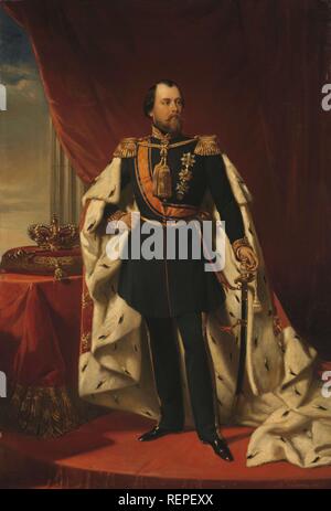 Porträt von William III., König der Niederlande. Dating: 1856. Maße: H 93 cm x W 62,5 cm, d 10,5 cm. Museum: Rijksmuseum, Amsterdam. Autor: NICOLAAS PIENEMAN. PIENEMAN, NICOLAAS. Stockfoto