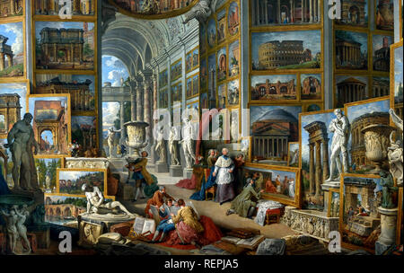 Giovanni Paolo Panini Piacenza, 1691 - Rom, 1765 Galerie mit Blick auf das alte Rom 1758 von Giovanni Paolo Panini. (Piacenza 1691 - Rom 1765), Italien, Italienisch, Stockfoto