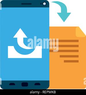 Bildschirm Smartphone mit Ordner Dateien isoliert Symbol Stock Vektor