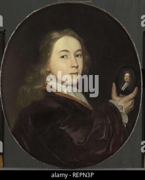 Johannes Bakhuysen (1683-1731). Mit einem Miniaturporträt seines Vaters Ludolf. Datierung: 1699 - 1708. Maße: H 65 cm x W 55 cm, d 13 cm. Museum: Rijksmuseum, Amsterdam. Stockfoto