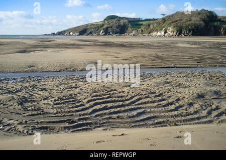 Blick auf wellige Sands an Wonwell Strand bei Ebbe, Kingston, South Hams, Devon, Großbritannien Stockfoto