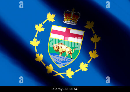 Der Vizegouverneur von Manitoba stilvolle winken und closeup flag Abbildung. Perfekt für Hintergrund oder Textur. Stockfoto