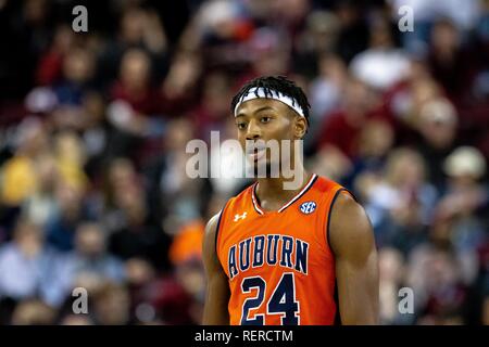 Columbia, SC, USA. 22 Jan, 2019. Auburn Tiger vorwärts Anfernee McLemore (24) während der NCAA Basketball matchup im Colonial Life Arena in Columbia, SC. (Scott Kinser/Cal Sport Media) Credit: Csm/Alamy leben Nachrichten Stockfoto