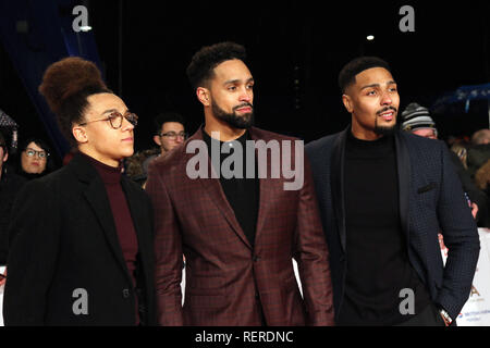 London, Großbritannien. 22 Jan, 2019. Perri Kiely, Ashley Banjo, Jordanien Banjo, National Television Awards, der O2, London, UK, 22. Januar 2019, Foto von Richard Goldschmidt Credit: Rich Gold/Alamy leben Nachrichten Stockfoto