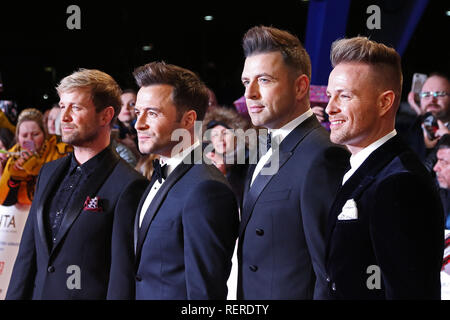 London, Großbritannien. 22 Jan, 2019. Westlife, Kian Egan, Shane Filan, Mark Feehily, Nicky Byrne, National Television Awards, der O2, London, UK, 22. Januar 2019, Foto von Richard Goldschmidt Credit: Rich Gold/Alamy leben Nachrichten Stockfoto