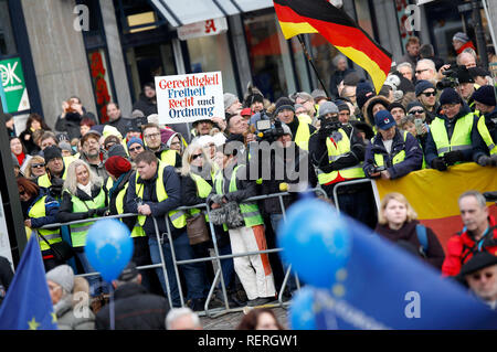 Aachen, Deutschland. 22 Jan, 2019. Gelb bei der Erneuerung des Deutsch-französischen Freundschaftsvertrags im Rathaus. Aachen, 22.01.2019 | Verwendung der weltweiten Kredit: dpa/Alamy leben Nachrichten Stockfoto