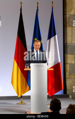 Aachen, Deutschland. 22 Jan, 2019. Donald Tusk an der Erneuerung des Deutsch-französischen Freundschaftsvertrags im Rathaus. Aachen, 22.01.2019 | Verwendung der weltweiten Kredit: dpa/Alamy leben Nachrichten Stockfoto