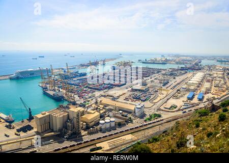 Port, von Montjuïc, Barcelona, Katalonien, Spanien Stockfoto