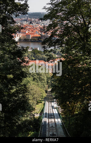 Seilbahn zur Petrin Hügel, Prag Stockfoto