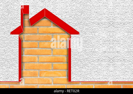 Gebäude Energieeffizienz Konzept Bild - 3D-Render home Thermisch mit Polystyrol Wände isoliert Stockfoto