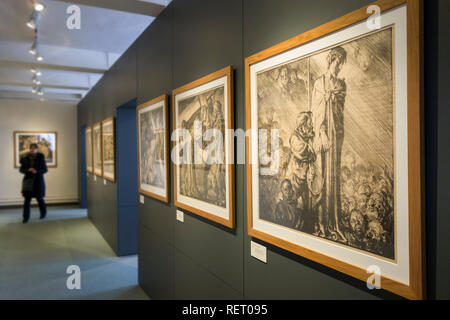 Lithographien der Anglo-Welsh Künstler, Maler Frank Brangwyn im Arentshuis-museum in der Stadt Brügge, Westflandern, Belgien Stockfoto