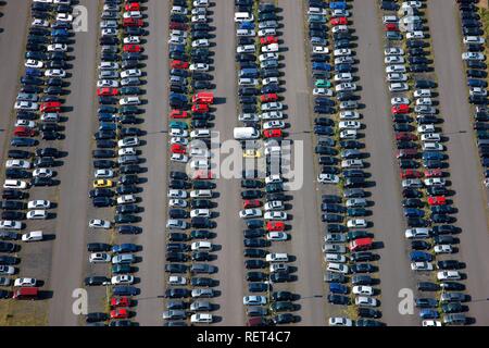 Großer Parkplatz für Autos, Münsterland, Nordrhein-Westfalen Stockfoto