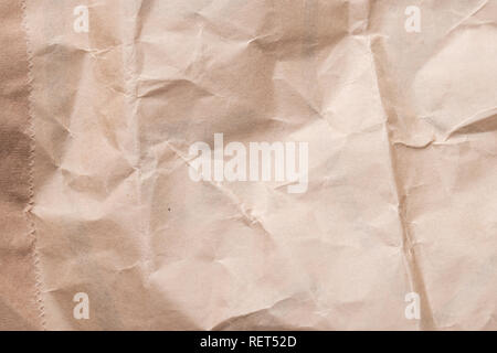 Papierkorb braunes Papier zerknittert Textur Hintergrund Stockfoto