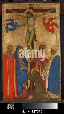 Die Kreuzigung. Christus Aan Het Kruis met de HH. Franciscus, Maria Magdalena, Maria, Johannes de Ignatius van Antiochië. Dating: C. 1360. Ort: Florenz. Maße: H 51 cm x W 30,5 cm. Museum: Rijksmuseum, Amsterdam. Autor: GIOVANNI DA MILANO. Stockfoto