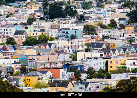 Luftaufnahme von Wohnquartier in San Francisco, Kalifornien Stockfoto