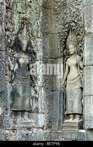 Apsara Repräsentation, Bayon Tempel, Angkor Thom, Weltkulturerbe der UNESCO, Siem Reap, Kambodscha Stockfoto