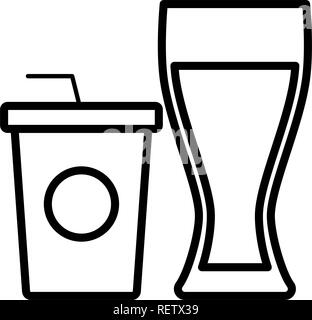 Soft drink Tasse und Getränke Glas mit weißem Hintergrund, Vector Illustration Stock Vektor