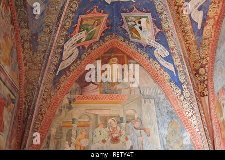 Romanischen Fresko der Legende der gehängt Jugend, St. Jakob in Kastelaz, Tramin, Südtirol, Italien, Europa Stockfoto