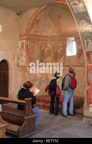 Romanische Fresken, Sankt Jakob in Kastelaz, Tramin, Südtirol, Italien, Europa Stockfoto