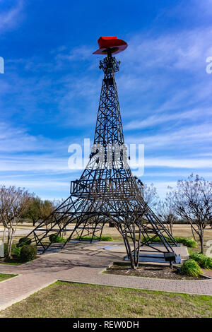 Die Texas Eiffelturm, tragen einen Cowboyhut, in Paris, Texas. Stockfoto