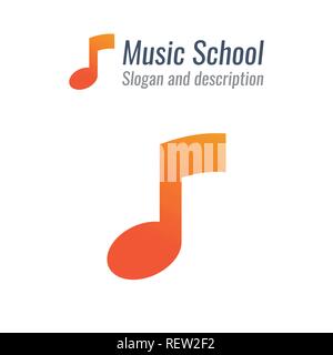 Logo für Musik Schule mit musikalischen Hinweis mit der großen Form in warmen Orange - Vektor Emblem Stock Vektor