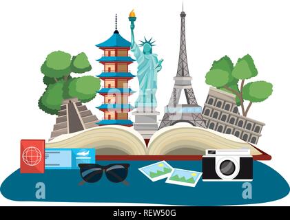 Welt Wahrzeichen Symbol Stock Vektor