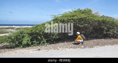 Junge Mädchen Wandern auf Aruba Stockfoto