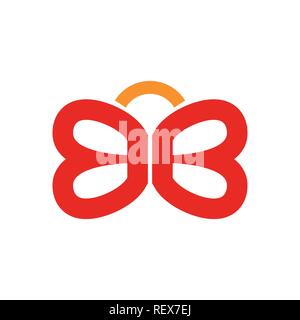 BB Lettermark Symbol Initialen Schmetterling Form Vektorgrafik Logo Design Template Stock Vektor