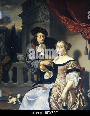 Ein Mann und eine Frau. Dating: 1678. Maße: H 36 cm x W 30 cm. Museum: Rijksmuseum, Amsterdam. Thema: Frans van Mieris (I). Stockfoto