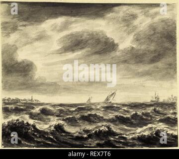 Seascape. Verfasser der Stellungnahme: Pieter Idserts (möglicherweise). Dating: 1708-1781. Maße: H 146 mm x B 177 mm. Museum: Rijksmuseum, Amsterdam. Stockfoto