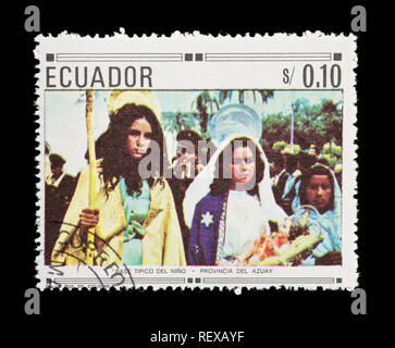 Briefmarke aus Ecuador, die Kinder Weihnachten processional Stockfoto