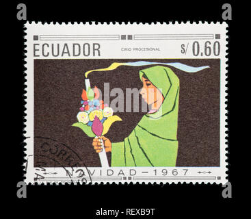 Briefmarke aus Ecuador mit der Darstellung eines Weihnachten processional Stockfoto