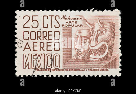 Briefmarke aus Mexiko, Michoacán Masken Stockfoto