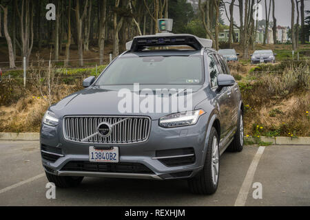 August 10, 2017, San Francisco/CA/USA - Uber selbst - die Autos fahren dürfen, um Tests in San Francisco laufen ab März Stockfoto