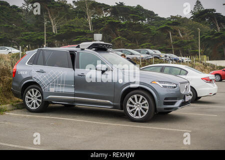 August 10, 2017, San Francisco/CA/USA - Uber selbst - die Autos fahren dürfen, um Tests in San Francisco laufen ab März Stockfoto