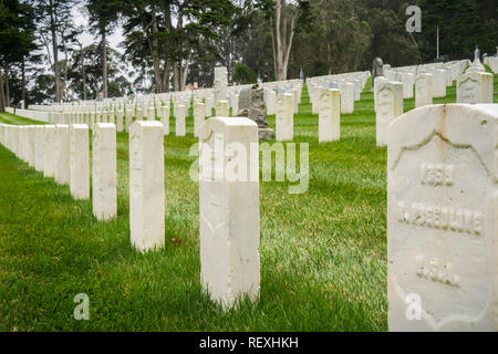 August 10, 2017, San Francisco/CA/USA - Die nationalen Friedhof an einem bewölkten Tag Stockfoto