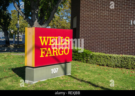 Oktober 26, 2017 in Sunnyvale/Kalifornien - Wells Fargo Niederlassung in Sunnyvale Stockfoto